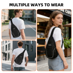 LAIMEIWEE Crossbody Sling Bag for Men & Women, Water-Resistant Chest Pack with RFID Blocking, Lightweight Travel Backpack with 11" iPad Compartment, Ideal for Hiking, Commuting, Outdoor Activities